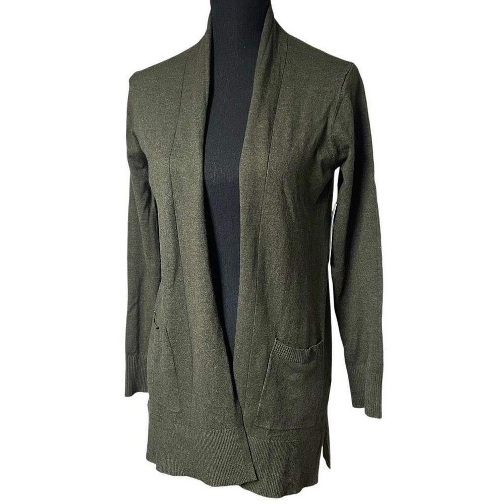 Pink Clover Olive Green Open Front Cardigan